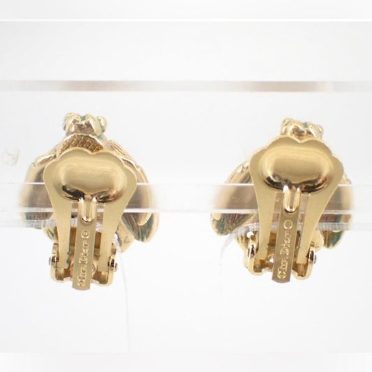 Christian Dior Bee Clip-on Earrings in Gold Metal with Rhinestones