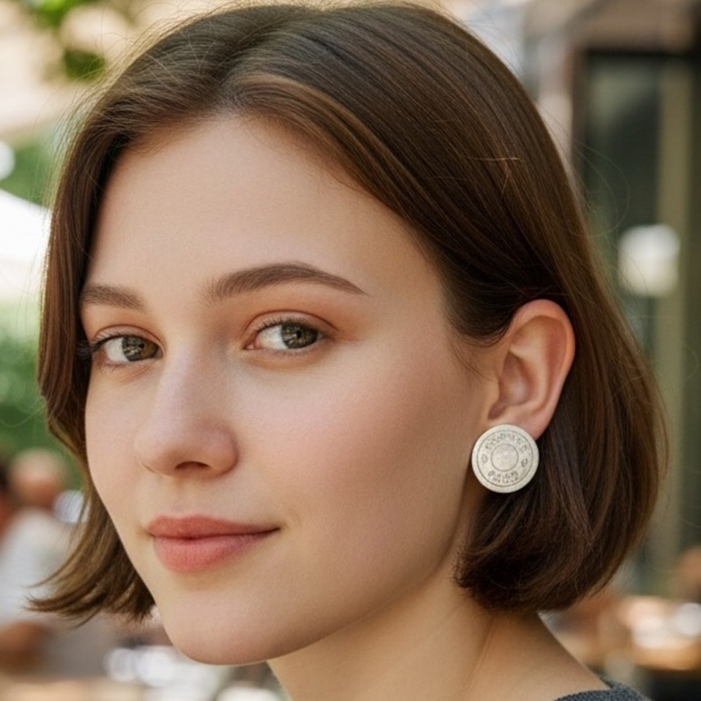 Hermès Vintage Sellier Button Clip-On Earrings - Two-Tone in original box