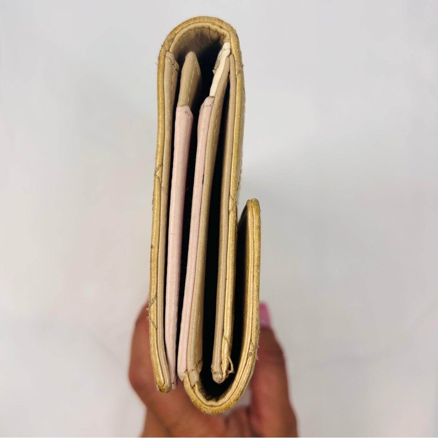Chanel Long Flap in Gold Metalic Calfskin leather Quilted Wallet ✨