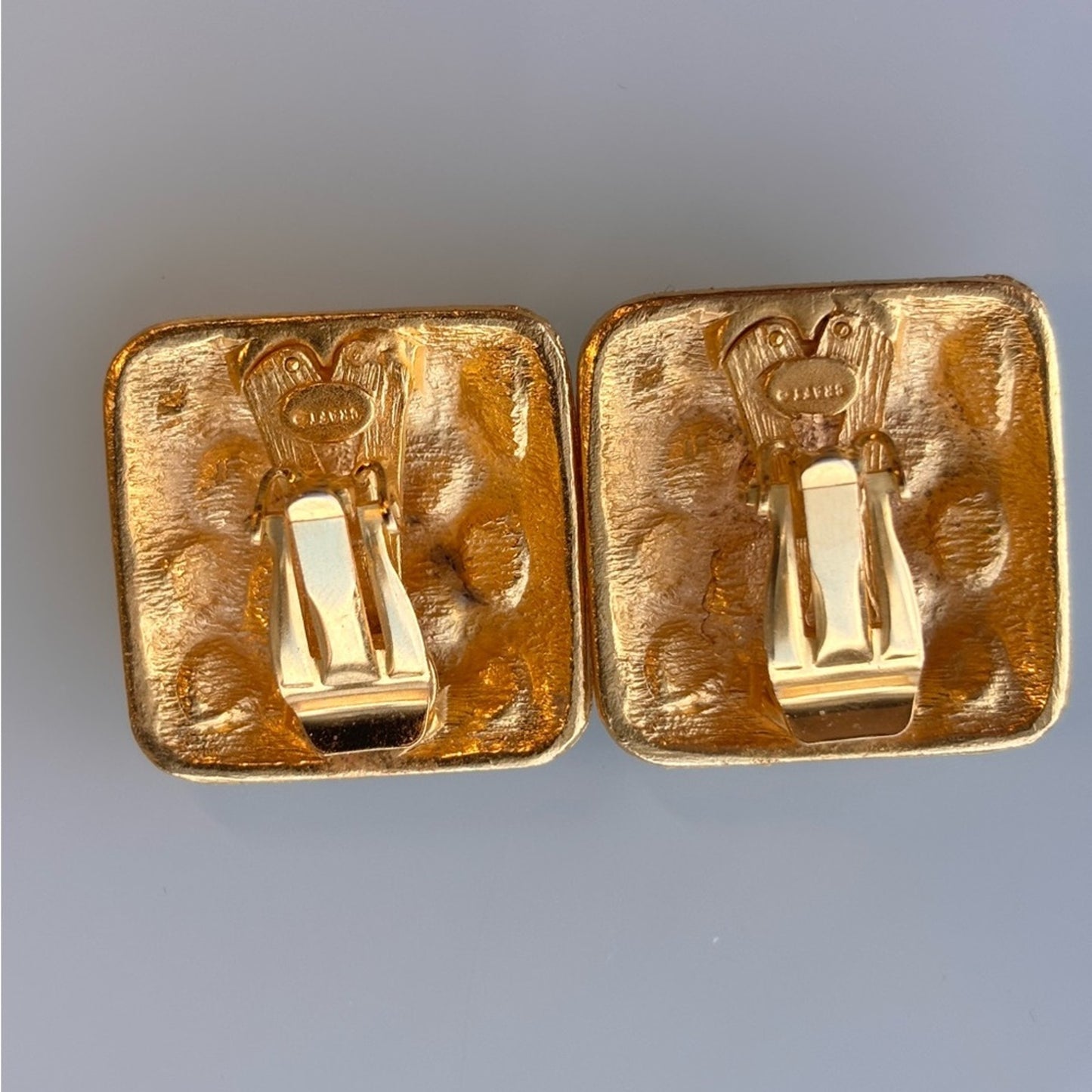 Craft Vintage Gold-Tone Leopard Crystal Square Clip-On Earrings