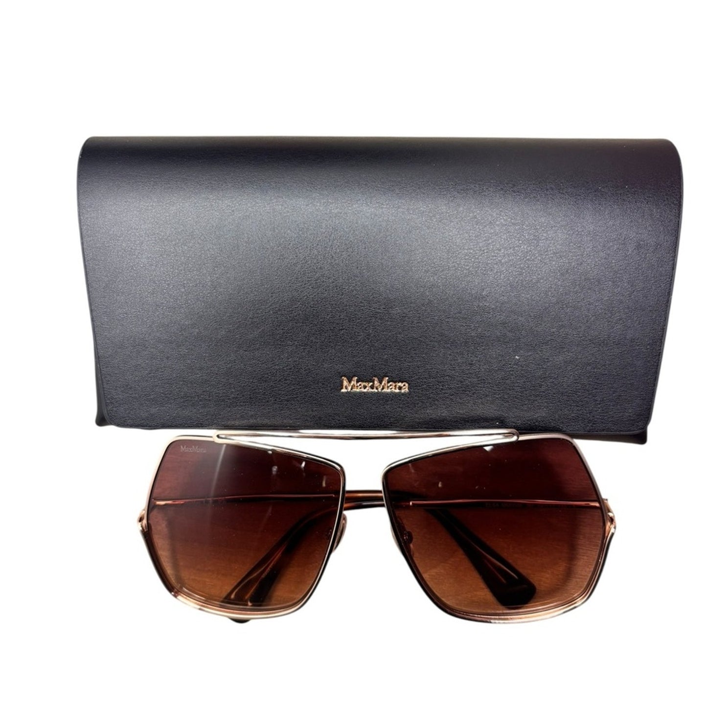 Max Mara Geometric brown and Gold Sunglasses 64mm