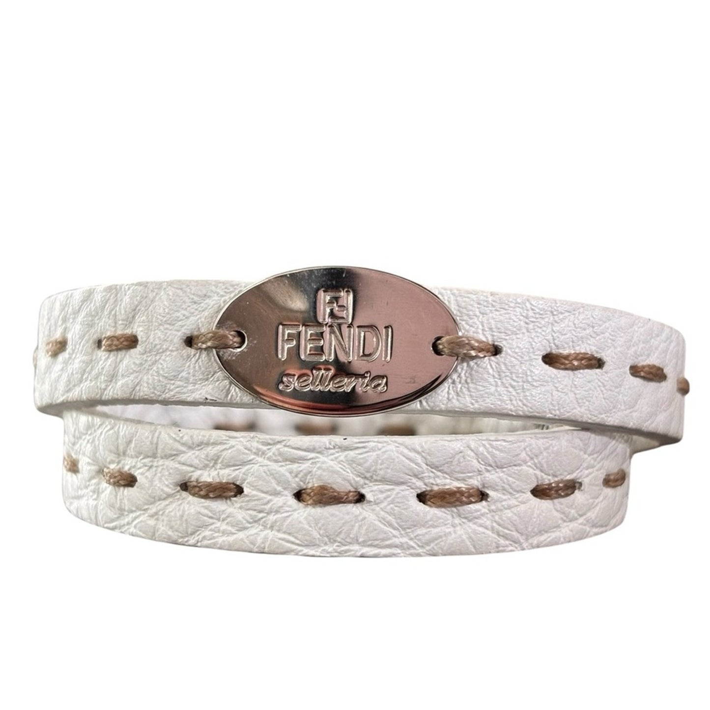 Fendi Selleria White Leather Wrap Bracelet with COA Unisex