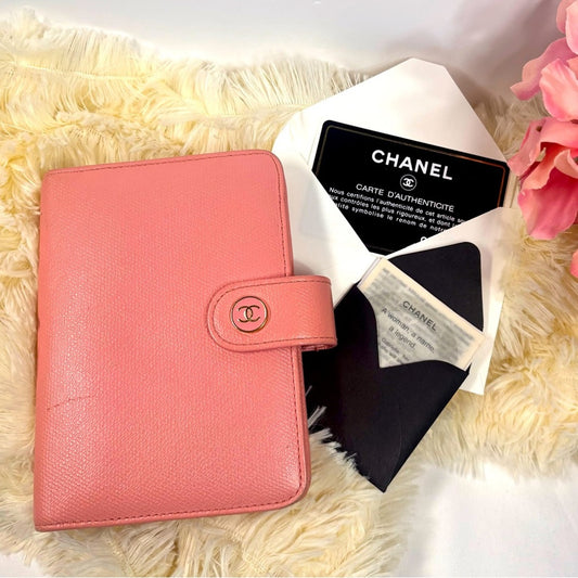 Chanel Sevruga Coco Button Pink Caviar leather Agenda Notebook Cover ✨
