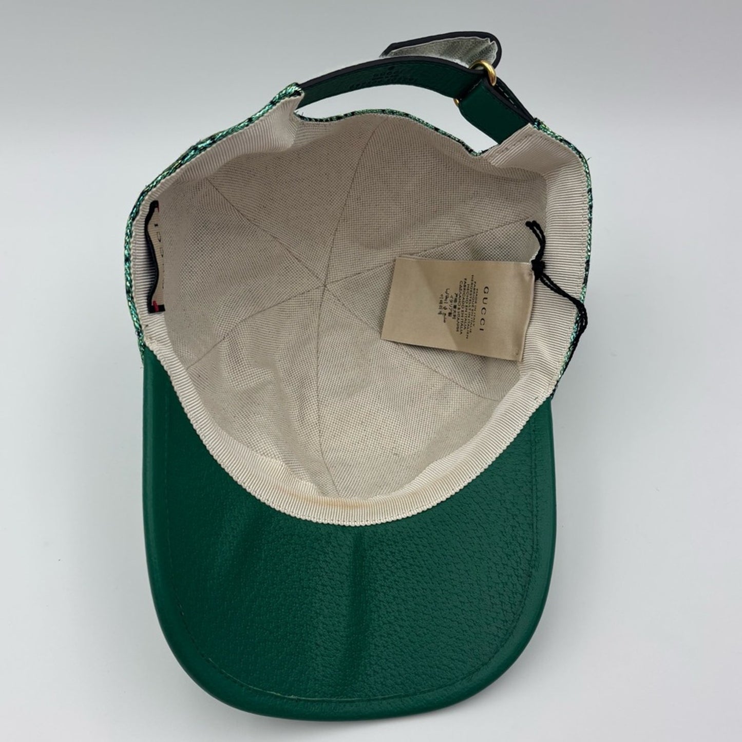 Gucci GG Emerald and Aqua Metallic Monogram Hat Baseball Cap✨